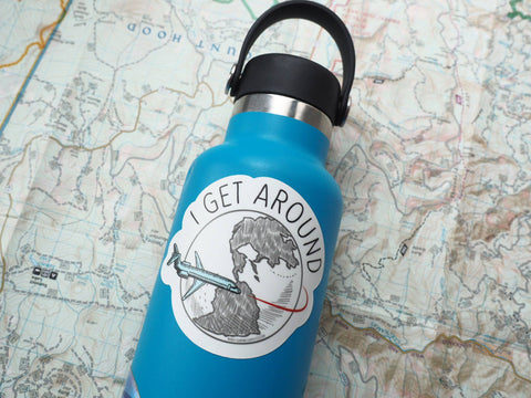 I Get Around Travel Sticker for Water Bottle, Laptop