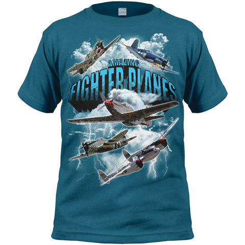 AMAZING FIGHTER PLANES T-SHIRT GLOW IN THE DARK