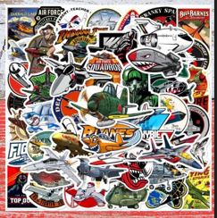 BIG MOUTH SHARK AIRPLANE STICKERS 50PCS