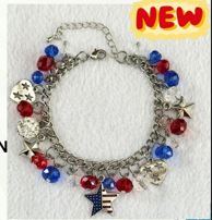 USA RWB CHAIN BRACELET W/CHARMS