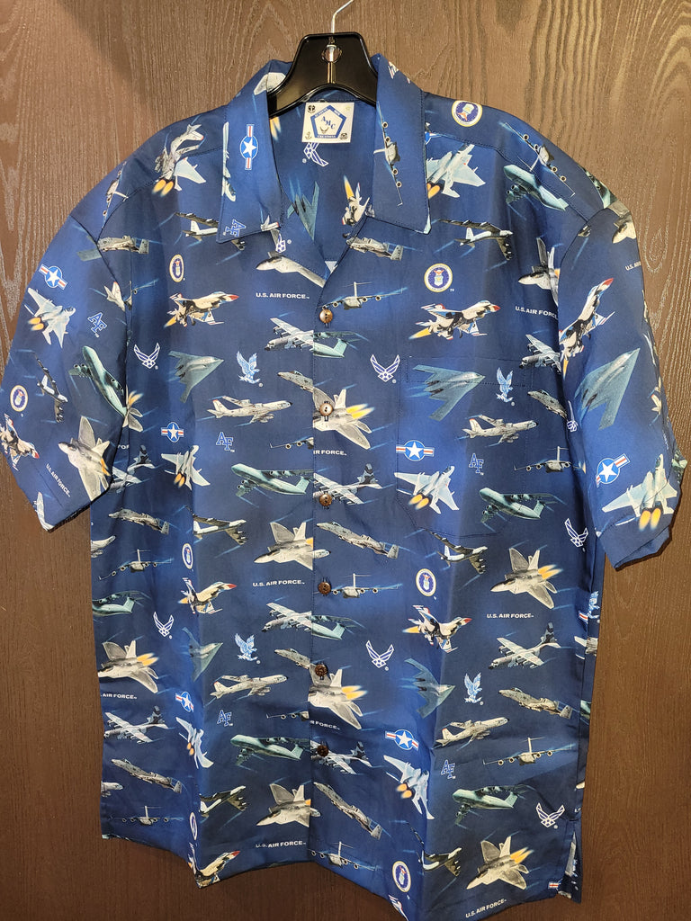 USAF/USAFA Fully Licensed Hawaiian style shirt. 100%cotton/made in CA