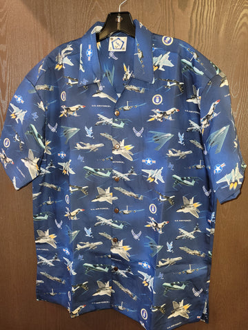 USAF/USAFA Fully Licensed Hawaiian style shirt. 100%cotton/made in CA