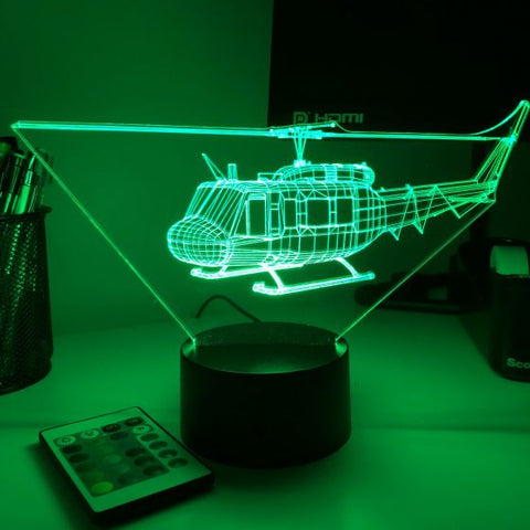 UH-1 Huey 3D Aircraft Color Changing Lamp