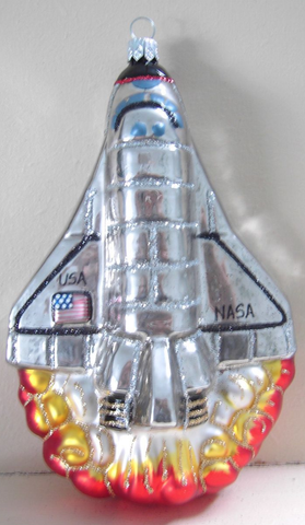 Hand Blown Shuttle Christmas Ornament