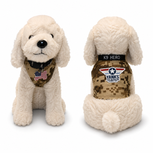 K9 Heroes White Doodle Plush Dog / Brown Vest 