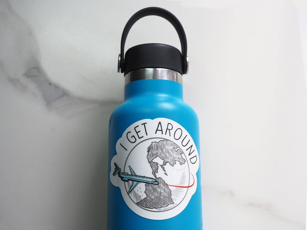 I Get Around Travel Sticker for Water Bottle, Laptop