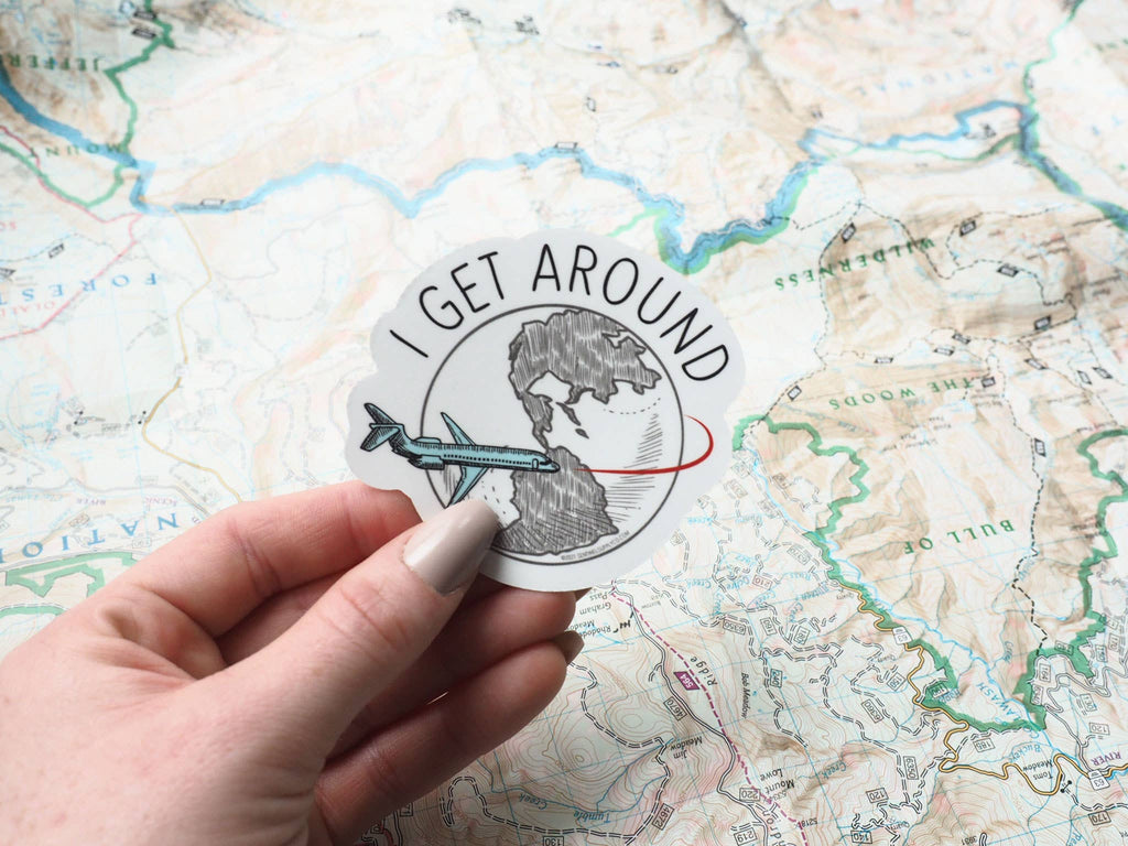 I Get Around Travel Sticker for Water Bottle, Laptop