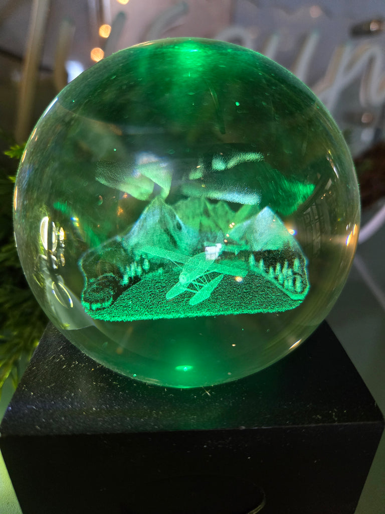 FLOAT PLANE NORTHERN LIGHTS CRYSTAL BALL NIGHT LIGHT