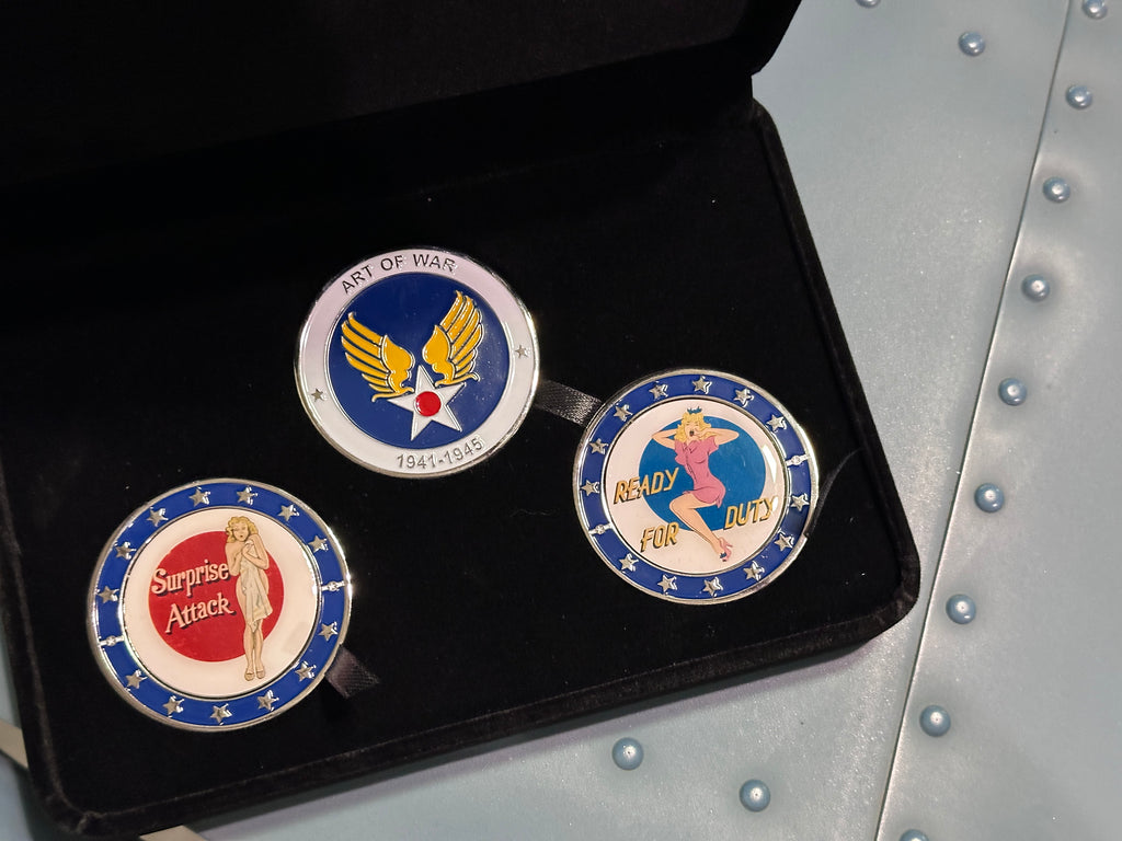 Nose Art Hero Challenge Coins set of 3 gift boxed Ltd edition