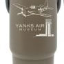 Gray tumbler with airplane design and 'Yankee Air Museum' text on a white background