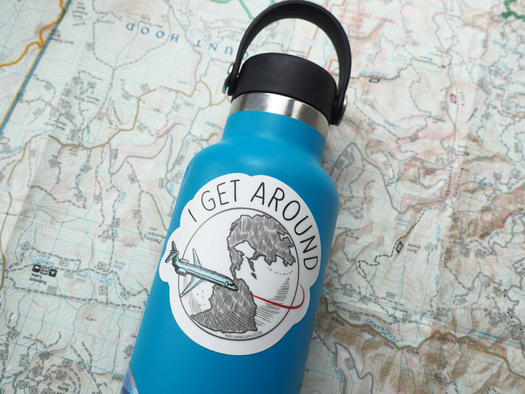 I Get Around Travel Sticker for Water Bottle, Laptop