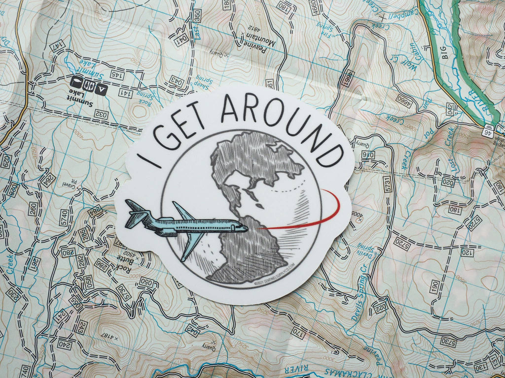 I Get Around Travel Sticker for Water Bottle, Laptop
