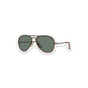 Aviator sunglasses sticker on a white background