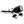 A desk clock designed to resemble a black and white Gee Bee racing airplane with wings and propellers.