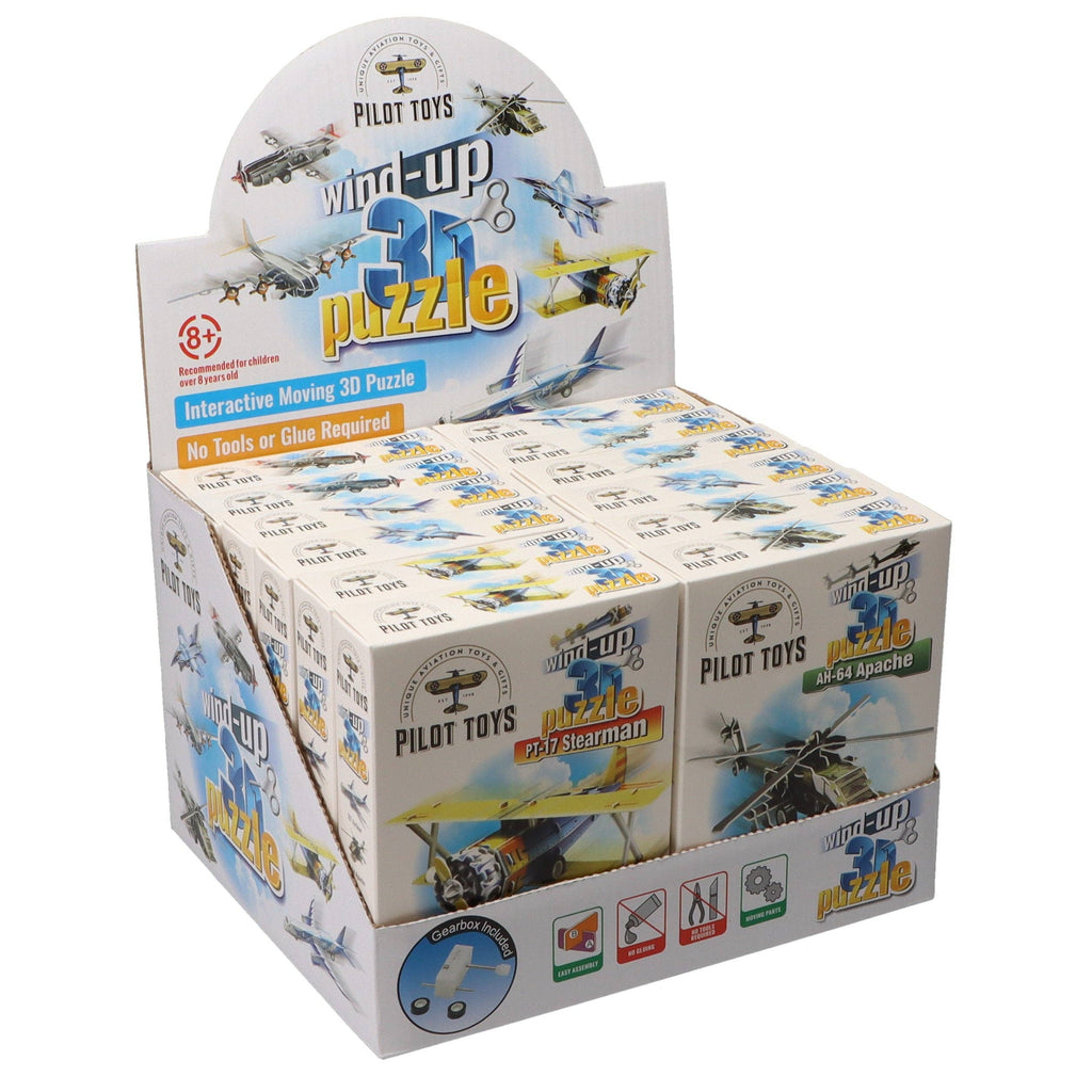 12 Airplane Wind-Up 3D Puzzles with Display Box