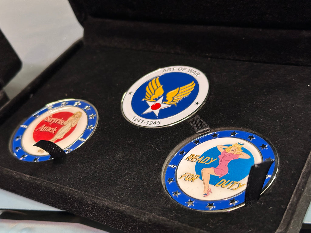 Nose Art Hero Challenge Coins set of 3 gift boxed Ltd edition