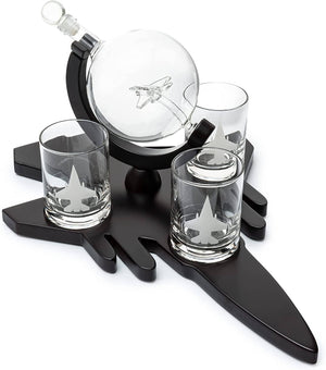 Fighter Jet Wine & Whiskey Decanter Set