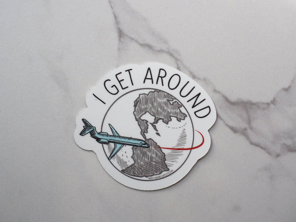 I Get Around Travel Sticker for Water Bottle, Laptop