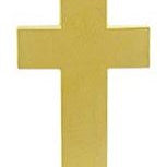 A gold-colored metal cross Army Chaplin pin