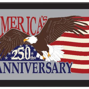Decorative magnet with an eagle and American flag design celebrating America's 250th anniversary.