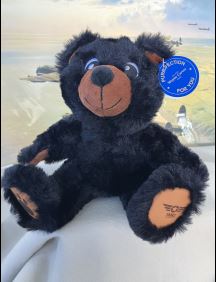 Black teddy bear with Yanks Air logo