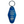 Blue keychain with text and a logo on a white background