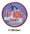 F-106 Dart logo with a blue and red design
