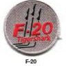 F-20 Tiger Shark patch with a star emblem on a white background