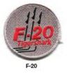 F-20 Tiger Shark patch with a star emblem on a white background