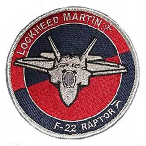 Patch of Lockheed Martin F-22 Raptor on a round background