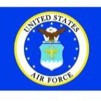 United States Air Force flag with emblem on a blue background