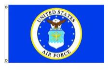 United States Air Force flag with emblem on a blue background