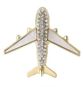 Rhinestone Flight Brooch MOP Gold Tone