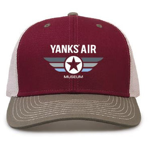 Maroon baseball cap with the YANKS logo and the text 'MUSEUM' printed on the front.