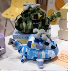 Toy plush figure of a helicopter 