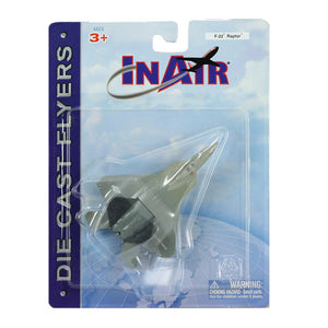 Toy airplane in packaging with 'InAir' branding on a blue background
