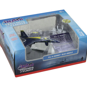 Model airplane in a 'Legends of Flight' box on a white background