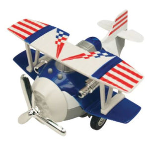 Model airplane with American flag design on a white background