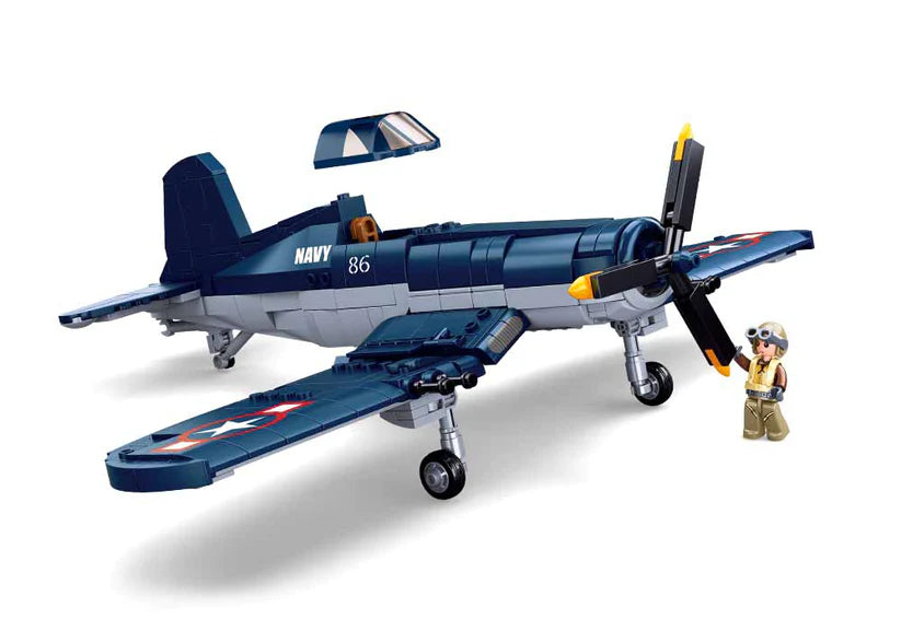 WWII F4U Corsair Fighter Plane Building Brick Kit (550 pcs)