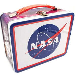 NASA logo on a metal lunch box with a white background