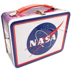 NASA logo on a metal lunch box with a white background