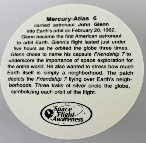 NASA Mercury Atlas 6 Friendship 7 Glenn Decal