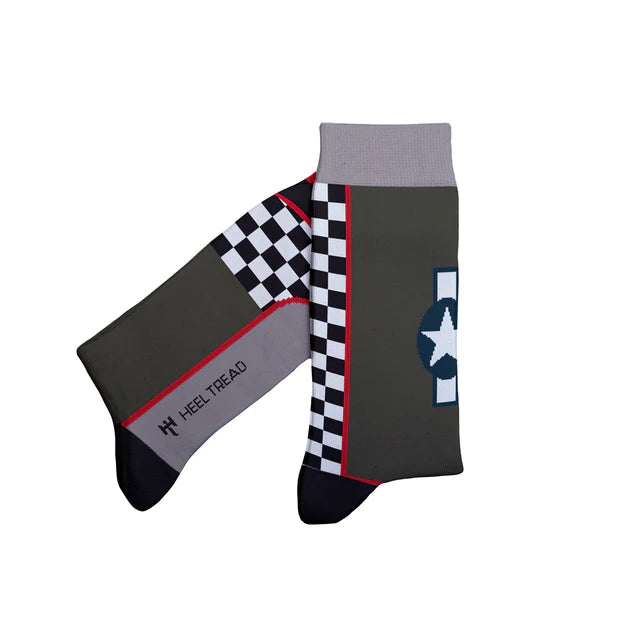 Airplane Socks 'P-51 Mustang’ Heel Thread