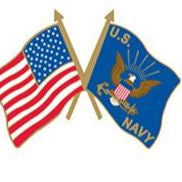  American flag pin with the U.S. Navy Flag and  emblem crossed over each other.