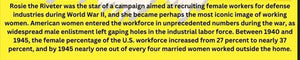 Text about Rosie the Riveter and women's workforce participation during World War II.