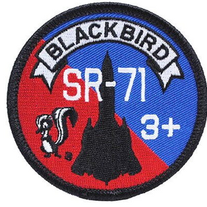 Patch with 'Blackbird SR-71' design on a red and blue background