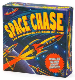 Box of 'Space Chase' game with space-themed design and text.