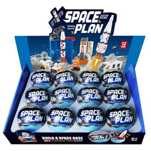 Box of Space Plan toy set with multiple space-themed toys inside
