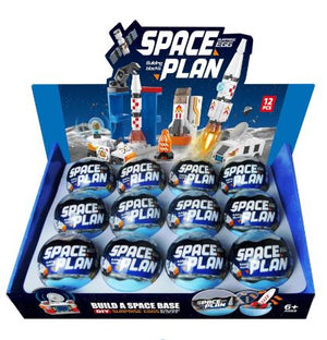 Box of Space Plan toy set with multiple space-themed toys inside