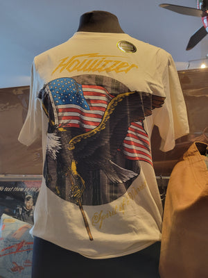 Howitzer short sleeve tee shirt with a graphic print of an eagle and American flag including text 'Spirit of a Warrior'